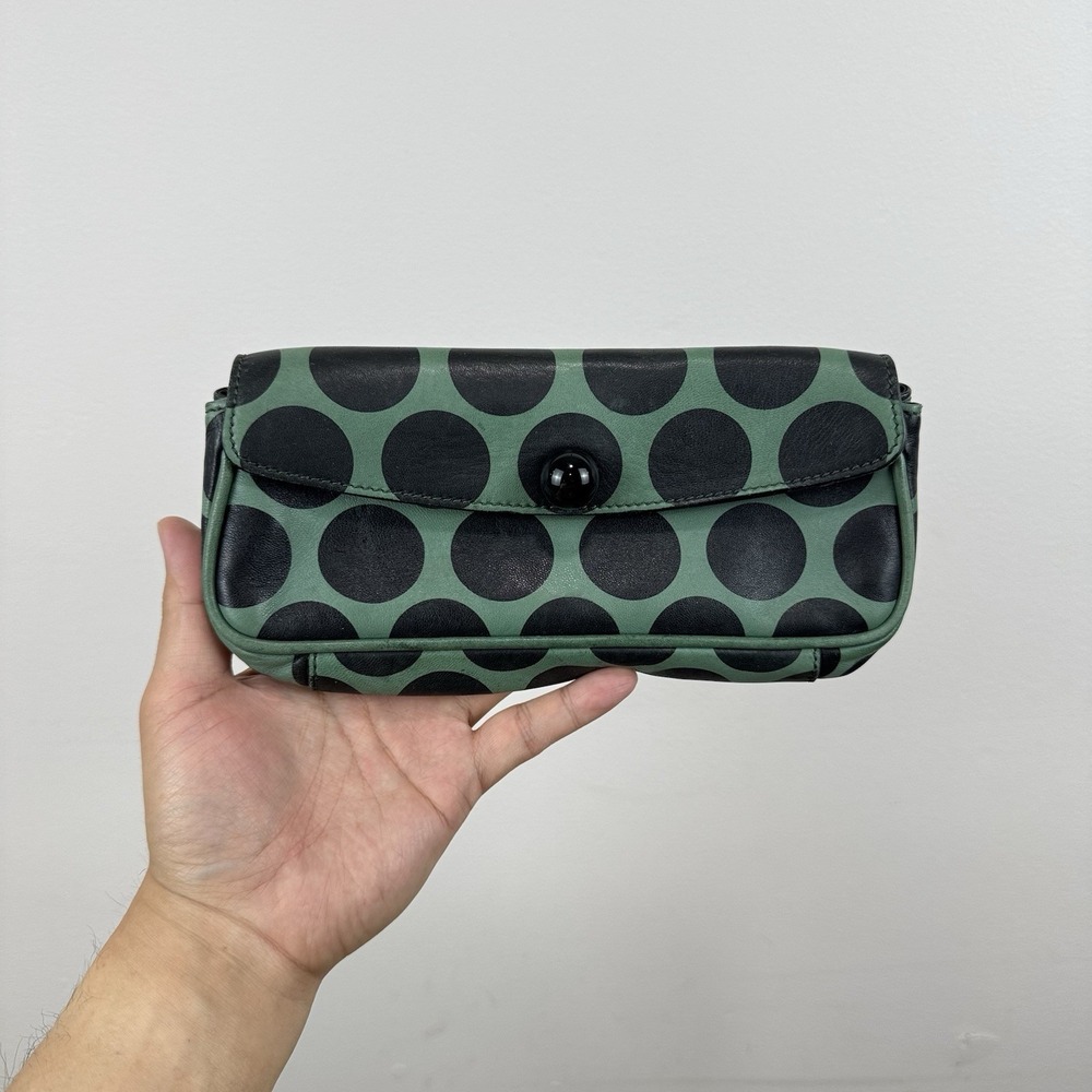 MARC JACOBS Green/Black Polka Dot Wallet Lambskin RARE Runway 2011